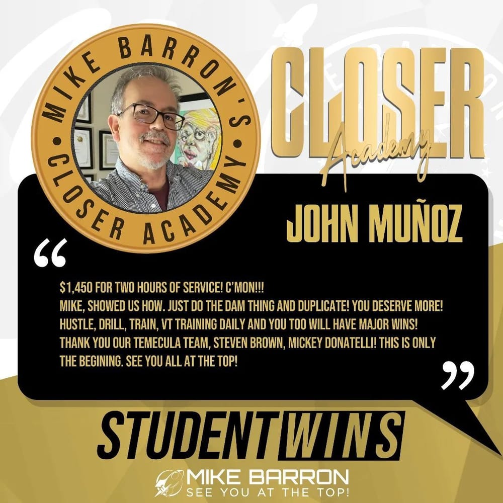 John Muñoz — Millionaire Closer student result